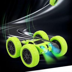 Kids Toys Double-sided Stunt Remote Control Car 360-degree Tumbling Stagger Arm Car Lights Drift Off-road Car Children's Toy Car-GN - Neuf