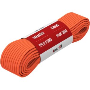Eryi-Paracorde 4mm 9 Brins Corde En 100% Nylon (15m, 30m, 50m) Type Iii Corde Parachute Pour Survie, Extérieur, Bricolage - 280kg Charge De Rupture (Orange, 15m) - Neuf