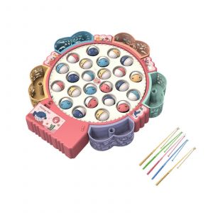 Jouet de pêche rotatif pour enfants, jouet de pêche magnétique éducatif, jouet d'entraînement à la coordination ?il-main pour les fêtes d'intérieur-Rouge 24 - Neuf