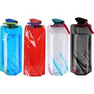 Shiba-Bouteille Pliable, 700ml Bouteilles D'eau Pliable Ensemble De 4 Avec Crochet, Gourde Pliable, Bouteille Plate, Bouteilles D'[2 - Neuf