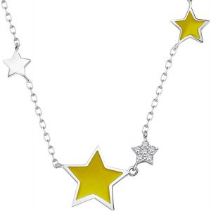 Kal-Collier Femme Étoile Émaillé Pendentifs Collier Femme Argent 925 Collier Ras Du Cou Célestes Moderne Délicate Élégante Bijoux Brillant Cadeau Noël Anniversaire - Neuf