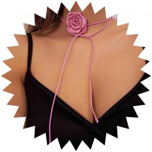 Kal-Collier Ras Du Cou Avec Fleur De Rose Collier De Fleur En Velours Noir Long Ruban De Fleur À Lacets Collier Gothique En Daim Noir Bijoux De Costume De Cosplay Pour Femmes Et Filles - Neuf