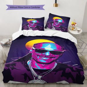 Parure De Lit Style Pop Art Snoop Dogg Avec Housse De Couette Et Taies D'oreiller, Decoration D'int&eacute;rieur Douce Et Personnalis&eacute;e Pour Chambre &Agrave; Coucher, Ideal Pour Les Cadeaux De N - Neuf