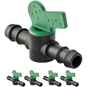 Lot de 10 Vanne cannelé 16mm pour tuyau goutte à goutte. Soupape d'arrêt pour l'irrigation goutte à goutte - Neuf