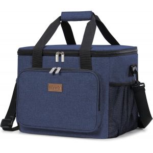 Cmws-Sac Isotherme Repas 24l(40 Canette), Grand Glaciere Souple Isothermes Homme Et Femme, Portable Lunch Bag Box, Sacs Dejeuner Pour Travail, Pique Nique, Plage, Bleu Fonc&eacute; - Neuf