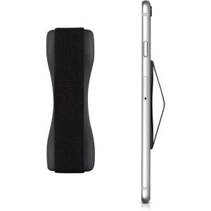 Support Autoadh&eacute;sif Pour Smartphone - Accessoire Doigt Pour T&eacute;l&eacute;phone Portable - Sangle Poign&eacute;e &Eacute;lastique Dos Smartphone - Noir - Neuf