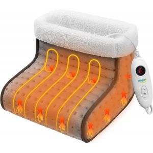 Chauffe-pieds électrique pour homme et femme, chauffe-pieds chauffant pour pieds froids, 6 niveaux de chaleur et 90 minutes, arrêt automatique, coussin chauffant rapide avec doublure amovible - Neuf