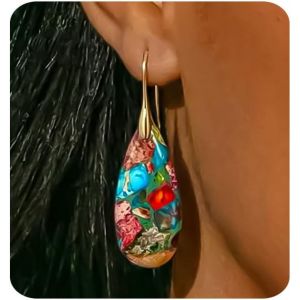 Kalanka-Boucles D'oreilles Femme En Or Plaqu&eacute; 14k Pendantes Turquoise, Cr&eacute;oles Poisson Pierre Style Minimaliste Et D&eacute;licat L&eacute;g&egrave;res Boucles D Oreilles Pour Femmes Cadeau Pour Elle&iquest; - Neuf