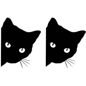Lot De 2 Autocollants Réfléchissants En Vinyle Motif Chat Qui Regarde (Évidés 18 X 15 Cm), Imperméables Et Amusants, Pour Voiture, Pare-Chocs, Ordinateur Portable, Moto - Neuf