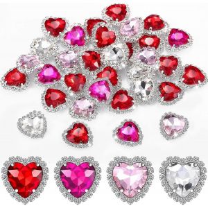 60 Pièces De Décoration D'ongles En Forme De Coeur Strass En Forme De Coeur Ongles En Forme De Coeur Ongles En Forme De Coeur En Strass (Blanc,Rouge,Rose,Rose) - Neuf