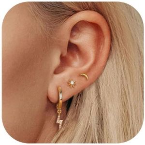 Boucles D'oreilles Femme Argent Sterling 925 Aiguilles Cartilage Tragus Helix Piercing Oreille Petites Boucles D'oreilles Femme Boucles D'oreille Hypoallerg&eacute;niques Plaqu&eacute; Or 14 Carats Femme - Neuf