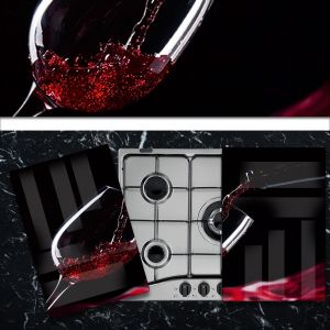 Lot De 2 Plaques De Cuisson &Agrave; Induction Pour Plaque &Agrave; D&eacute;couper | Vin Dans Le Verre | 52 X 60 Cm | Pour 4 Feux | De Cuisine | En Verre Tremp&eacute; | 2 Pi&egrave;ces - Neuf