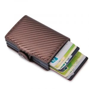 Porte-Cartes De Cr&eacute;dit Antivol Rfid Pour Hommes,Portefeuilles En Cuir,Bo&icirc;te En Aluminium,Sac &Agrave; Main En M&eacute;tal Pour Homme,Petit &Eacute;tui Porte-Cartes,Portefeuille Minimaliste.Bronze. - Neuf