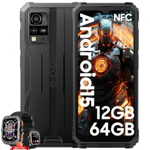 Blackview BV4800 SE Smartphone Incassable 6,56"" 12Go+64Go 5100mAh Dual SIM Android 15 Noir avec Smartwatch Blackview W80 Pro - Neuf