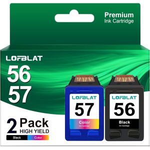 56 57 Cartouches d'encre Compatibles pour HP 56 57 pour DeskJet 450ci 5150 5550 9680 OfficeJet 4212 4215 PSC 1210 1215 Photosmart 7550 7760 7960 (2 Pack) - Neuf
