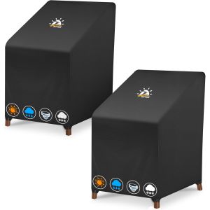Ulteronixshop-Housse Chaise Jardin Empilable 2 Pi&egrave;ce, Housse De Protection Fauteuil Imperm&eacute;able Et R&eacute;sistante &Agrave; L'hiver, Tissu 600d Oxford Pu, Housse Pour Meubles De Jardin (71x91x80/120 Cm) - Neuf