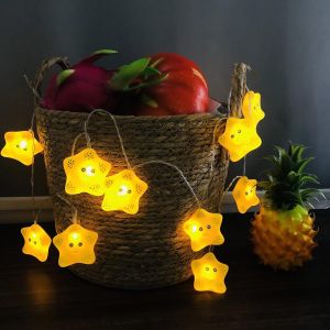 Kal-Bandes Led Blanc Chaud En Forme D'étoile Lumières Nocturne À Led Pour Enfants, Chambre À Coucher, Couloir, Couronnes, Mariage, Décorations De Noël U2013 Fonctionnement À Piles 20led (A) - Neuf