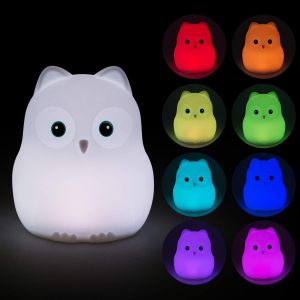 Veilleuse De Bébé, Lampe De Chevet, Lampe De Table, Chambre Lampe Veilleuse Bébé Rechargeable Led Veilleuse 9 Couleurs Veilleuse (Télécommande + Tactile Dimm) Cadeau De Noël/Présent - Oiseau - Neuf