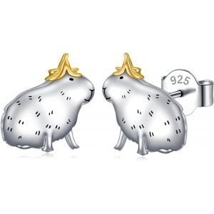 Chenquansarl-Boucles D'oreilles Mignonnes En Argent Sterling - Motif Cochon D'inde - Girafe - Vache Des Highlands - Abeille - Koala - Capybara - Hypoallerg&eacute;niques - Cadeau Pour Femme Et Fille - Neuf