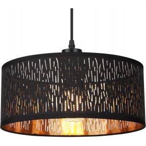 Subzonal-Suspension Noir Or,Moderne Lampe &Agrave; Suspendre Plafonnier E27 Rond Abat-Jour Tissu Lampe &Agrave; Suspendre Pour Salon Salle &Agrave; Manger Chambre &Agrave; Coucher - Neuf