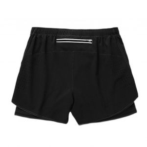 Short De Sport Pour Homme, Faux Short De Course A Double Couche Avec Poche Zippee, Sechage Rapide, Noir, Taille Xl - Neuf