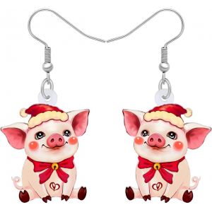 Kal-Acrylique Rose Boucles D'oreilles Cochon Bijoux Dangereux Anime Cochon Cadeaux Pour Les Amateurs De Cochon Boucles D'oreilles Femme Fille Charme - Neuf