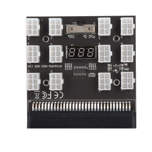 Carte d'alimentation PCB noire en plastique, 12 sorties aTX 2x3 broches, affichage de la tension par LED, connecteur d'alimentation - Neuf