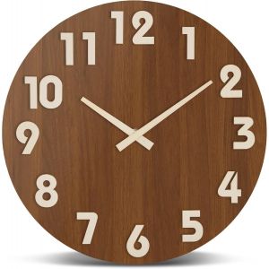 ChenQuanSarl-Horloge Murale Moderne En 9Mm Mdf Bois Avec Movement Silencieux Et Sans Tic-Tac 3D Chiffres Pendule Murale Design Moderne Pour Salon, Cuisine, Bureau, Chambre - Neuf