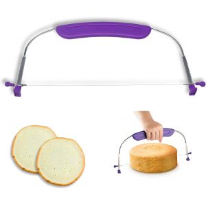 TTA-Coupe-tarte en acier inoxydable 32 cm avec double fil - Scie à gâteau réglable en hauteur pour des fonds à tartes uniformes - Coupe-gâteau - Ustensiles de cuisson et accessoires de tarte - Neuf