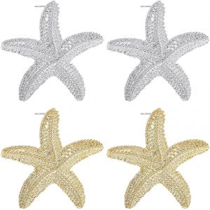 Kalhx-2 Paires De Boucles D'oreilles Étoile De Mer,Boucles D'oreilles Mode Étoile De Mer,Bijoux Sea Life,Boucles D'oreilles Personnalisées,Bijoux De Plage D'été,Cadeaux De Bijoux Étoile De Mer - Neuf