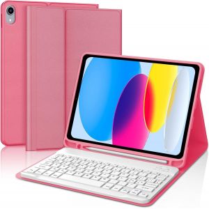 Étui Avec Clavier Pour Ipad 10ème Génération 10,9"" 2022/Ipad 11e Génération A16 11"" 2025, Italien Qwerty Amovible Sans Fil Bluetooth Clavier, Pour Ipad 10/11e Génération, Begonia Rouge - Neuf