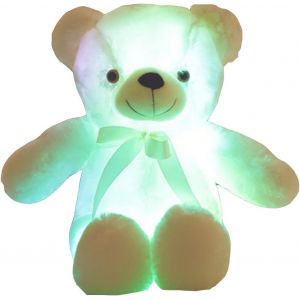 Ours En Peluche Jouet Animal En Peluche Color&eacute; En Peluche,Peut &Eacute;clairer La Veilleuse En Ours Pour Les Enfants No&euml;l Halloween D&eacute;coration D'int&eacute;rieur 19,69 Pouces(Blanc) - Neuf