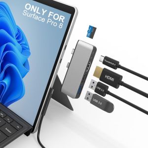 Station d'accueil Surface Pro 8 Hub avec HDMI 4K, USB-C Thunderbolt 4 (Affichage+donn&eacute;es+PD), USB 3.0, USB 2.0, TF, Triple Affichage (Surface Pro 8 + HDMI + USB C) pour Microsoft Surface Pro 8 - Neuf