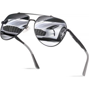 Lunettes De Soleil Pour Homme Polarisées Pilote Lunette Solaire Polarisante Cadre En Fibre De Carbone Uv400 Protection - Neuf