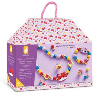 ERYI-- 4 Bijoux En Bois À Créer Pretty Forest - Les Premiers Ateliers Bijoux - Création De Bijoux Diy - Kit Loisir Créatif Enfant - Apprentissage Motricité Fine Et Concentration U2013 Dès 4 Ans - J0 - Neuf