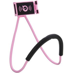 Kalanka-Support Telephone,360° Rotatif Support Autour Cou Flexible Mobile Phone Holder Stand Lazy Bracket Pour Lit Multifonction Support Smartphone Bureau Réglable Support (Rose) - Neuf