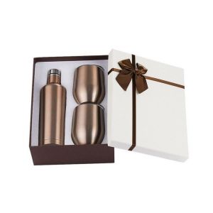 Coffret élégant pour le voyageur : bouteille de 500 ml et 2 verres pour les aventures en plein air ¿ Couleur champagne - Neuf