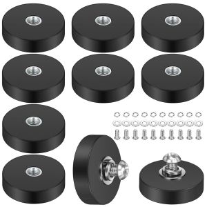 Meimie-10 Pièces Aimant Puissant,22mm Aimant Néodyme Caoutchoutés Ronds Avec Plat Filetage M4,Force De Maintien De 5,5kg,Antidérapants Aimants Puissants Pour Lampes Véhicules Caoutchoutés - Neuf