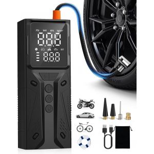 Gonfleur Pneus Voiture sans Fil, 150PSI Gonfleur Electrique Protection Contre Le Surgonflage, Inflation Rapide Compresseur À Air Portatif, Compresseur Voiture pour Pneus, Autres Gonflables - Neuf