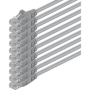 10x 1m Cat6 Cat 6 Network Cable-RJ45 Ethernet LAN DSL Modem Router-Grey - Neuf