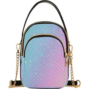 SJZG-Sac &Agrave; Main En Cuir Avec Motif Licorne Et Arc-En-Ciel Pour Femme, Multicolore, Taille Unique - Neuf