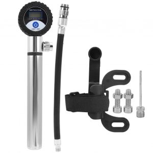 Pompe a air portable pour velo, gonfleur manuel de pneus, haute pression 120 psi, ecran LCD numerique, argent - Neuf
