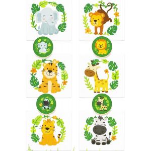 Lot De 6 Serviettes Magiques En Coton Pour Fête D'anniversaire D'enfant (Lot De 6 Safari) Ca. 30 Cm X 30 M - Neuf
