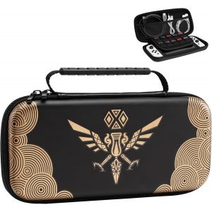 Housse de Protection Compatible avec Switch OLED 2021 & Switch, &Eacute;tui de Rangement avec 10 Emplacement pour Carte de Jeu, Coque en PU Portable pour Manette & Accessoires - Neuf