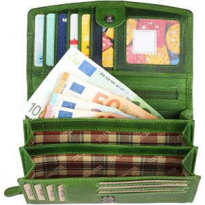 Portefeuille En Cuir V&eacute;ritable | Noble Ex&eacute;cution Et Mat&eacute;riau Souple | Porte-Monnaie Spacieux Avec Beaucoup D'Espace Et Un Agencement Pratique De Ventilateurs | Chunkyrayan 5180 Green - Neuf