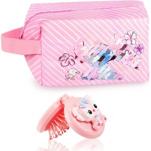 de ToiletteImperm&eacute;able Toilette Enfantde Toilette Dessin Anim&eacute; FillePliable Sac de Maquillage de Voyage Pochette Maquillage avec Porte-cl&eacute;s Porte Monnaie - Neuf
