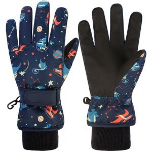 Gants De Ski Enfants Moufle Chaud Hiver Pour Gar&ccedil;on Fille Coupe-Vent Respirant Pu Les Palmiers Neige Ski Snowboard V&eacute;lo &Eacute;quitation Sport 2-13 Ans - Neuf