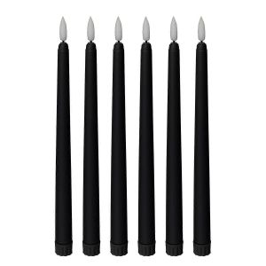 Bougies Sans Flamme &Agrave; C&ocirc;ne Noir - 11 Pouces (Environ 27,9 Cm), 6, Aliment&eacute;es Par Batterie, Flash Led Avec M&egrave;che, R&eacute;glage De La Synchronisation - Neuf
