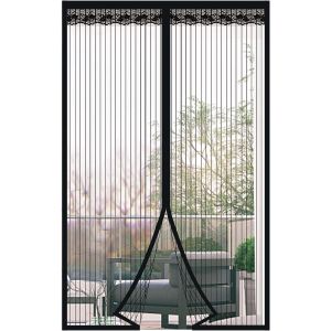 Moustiquaire magn&eacute;tique de porte avec fermeture magn&eacute;tique, sans per&ccedil;age, pour porte de balcon, porte de cave, porte de terrasse (Noir, 85 cm x 200 cm) - DENUOTOP - Neuf
