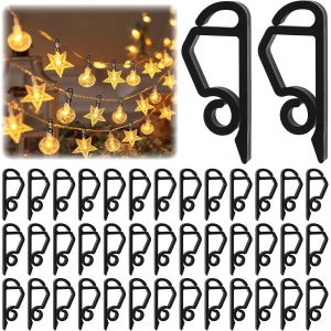 KAL-120 Pièces Crochet Guirlande Exterieur, Clips Lumineux De Noël Pour Guirlande Lumineuse Exterieure, Accroche Guirlande Exterieur Pour Décoration Extérieure De Noël (Noir) - Neuf